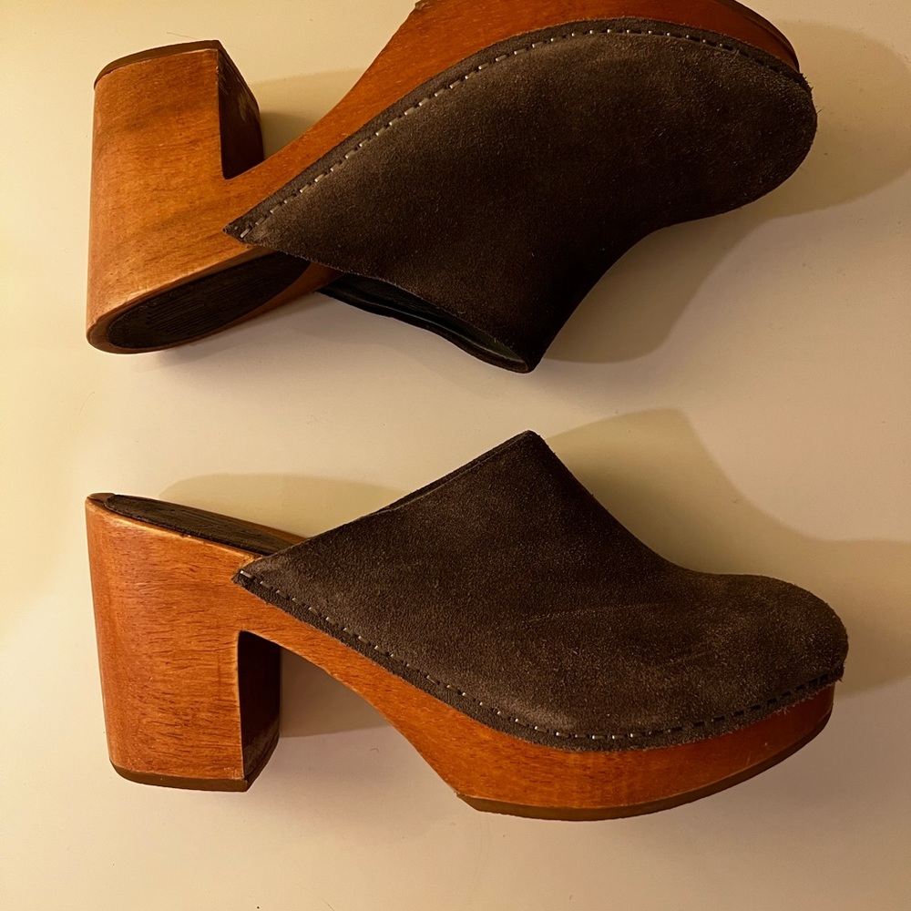 Charlotte Stone Taupe Suede Women's Clogs - Picture 7 of 10